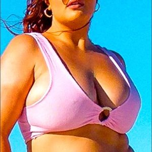 Pink Crinkle Ring Bikini Top